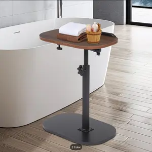 C Table End Table Adjustable Height, 360°Swivel TV Tray Table for Small Spaces, Couch Tables That slide under, C Shaped Side Tables living room and bedroom for Sofa, Bed,Chair, Snack (1, Walnut Brown)