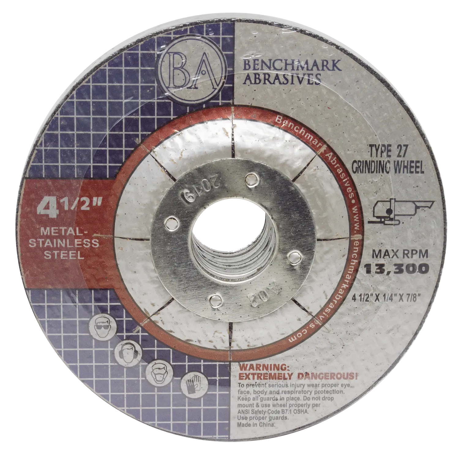 Bakelite Resin T27 Depressed Center Grinding Wheel, 4-1/2" x 1/4" x 7/8", 25-Pack Grinding Tool for Titanium, Cast Iron, Wrought Iron, 13500 Max RPM