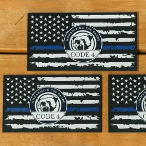 3 Piece Thin Blue Line Flag Código 4 Humanizing the Badge Bandera Línea Azul para Auto y Hogar American Flag Design