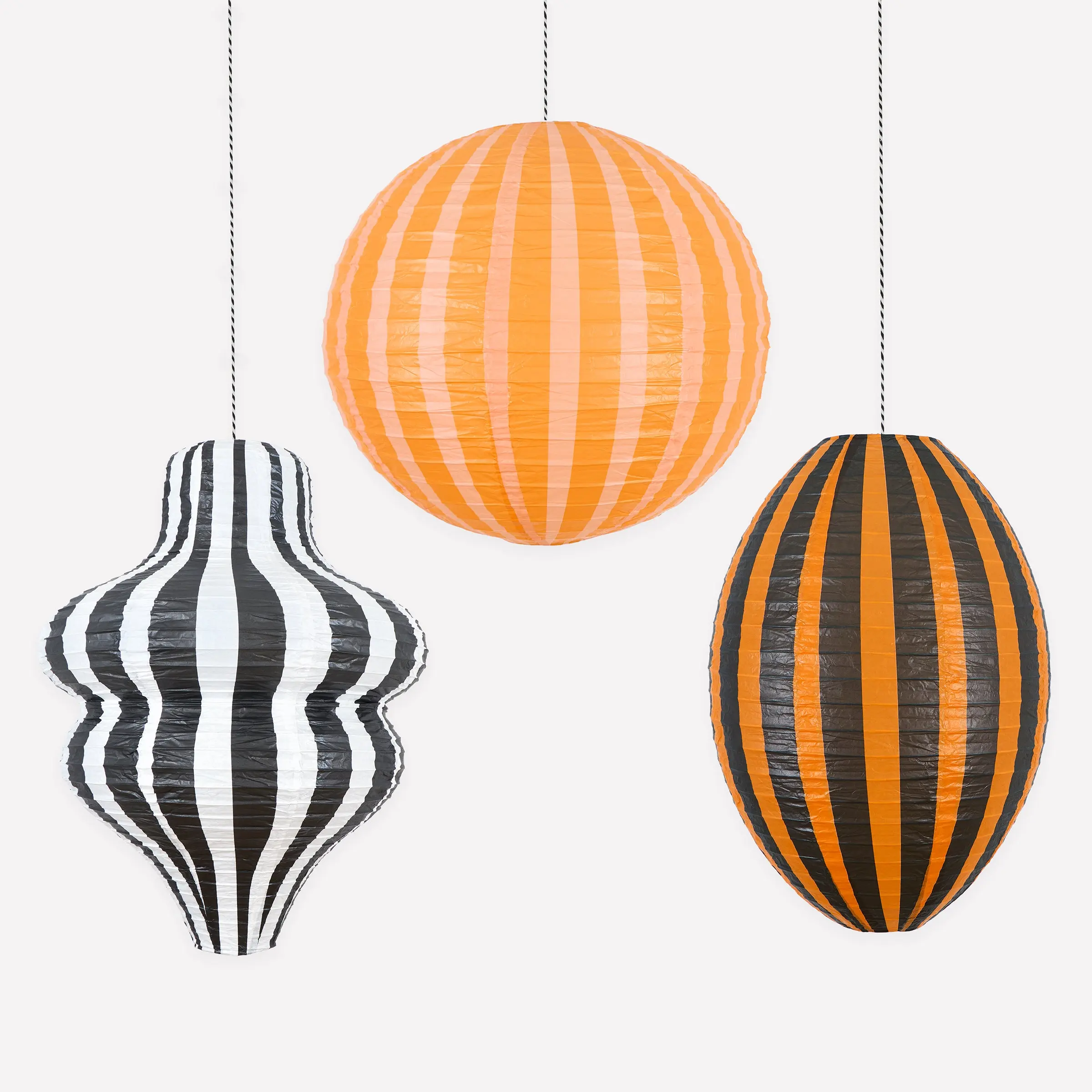 Stripy Halloween Paper Lanterns (x 3)