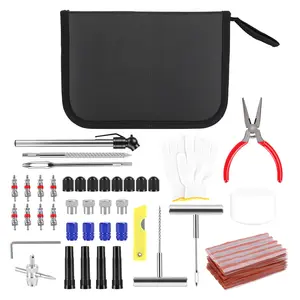 80Pcs Professional Heavy Duty Tire Repair Kit Tubeless Patch Tool Set for Car Truck ATV SUV Motorcycle Automotive Maintenance Tools Car Tire Inflator