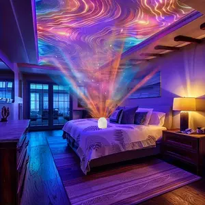 Aurora & Water Ripple 2 Counts of Shades Projector Light, Multiple colors USB LED Dynamic Ambient Color Changing w/ Remote, Bathroom Decal Lights at Night Home Decor Wall Ceiling Modern Design TikTokShopJumpstartSale clearance items