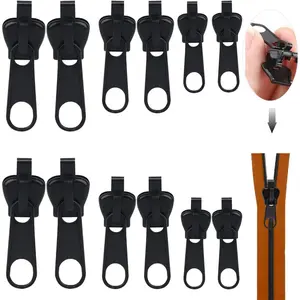 Zipper Repair Kit, Universal Design, Multiple Sizes, Easy Clothing Repairs, Portable Quick Fix, 6/12Pieces Set for Zipper Maintenance