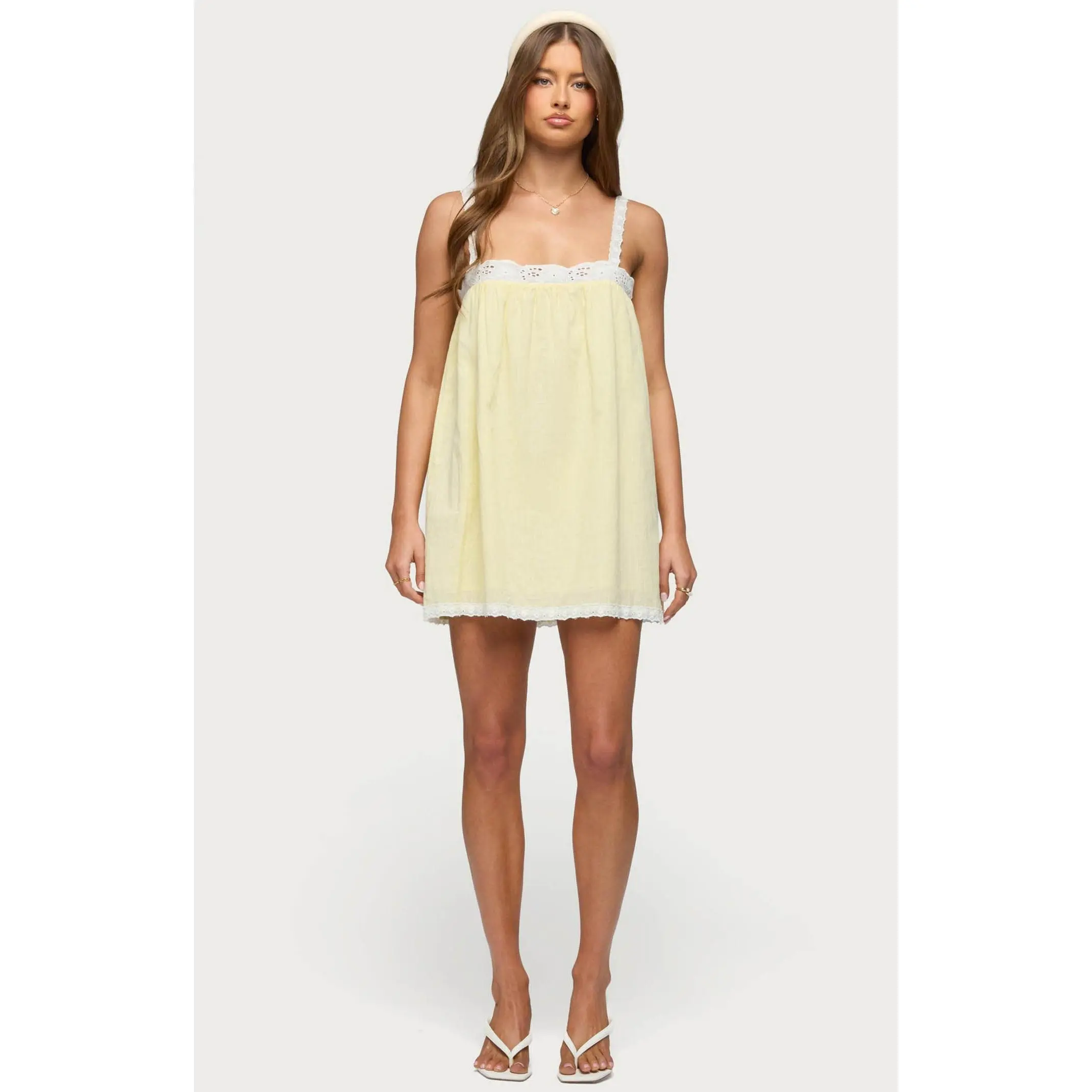 Edikted Women's Hipla Contrast Lacey Cotton Dress