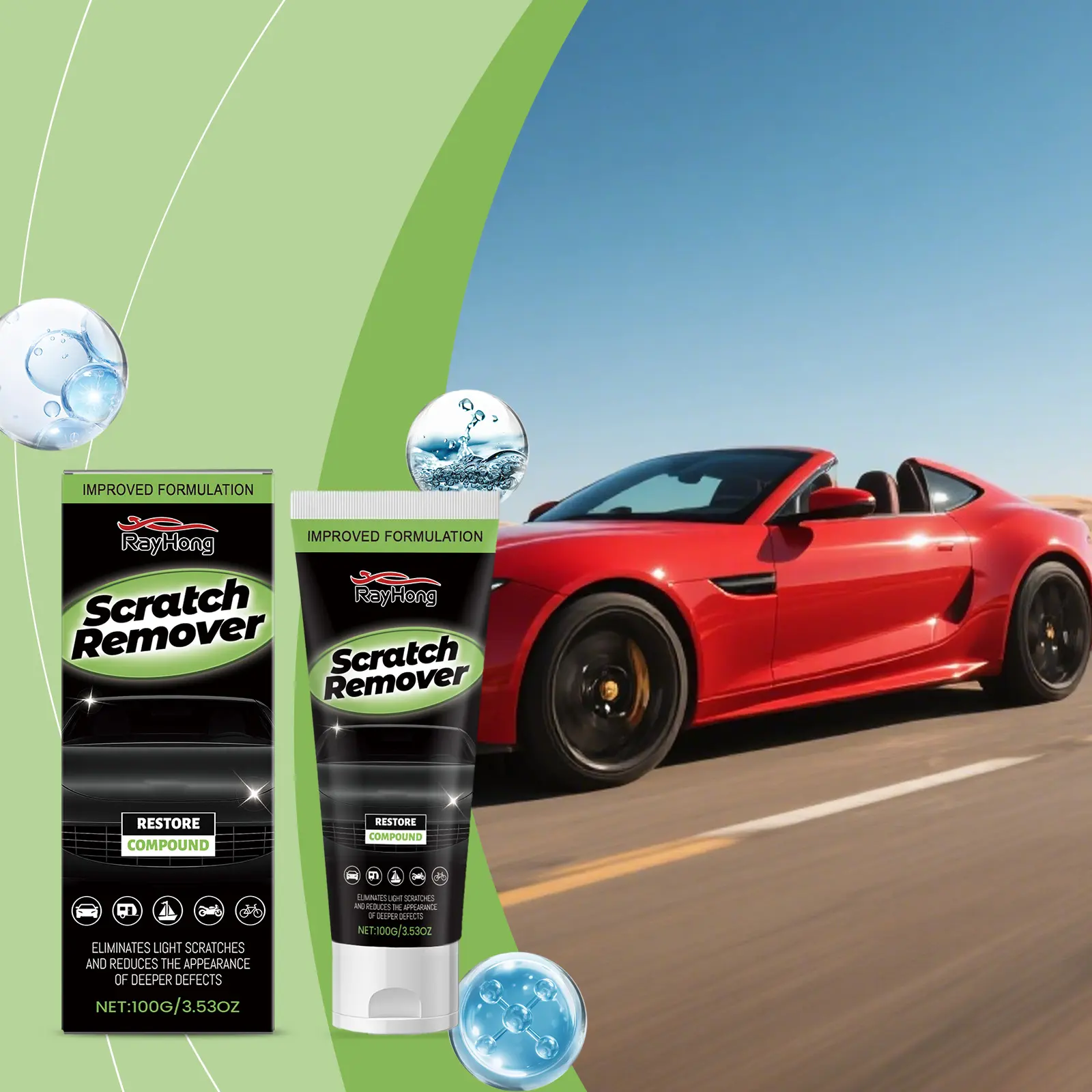 Surj Selection X Rayhong Nano-Coated Car Paint Scratch Care Paste, Polishing And Maintenance For Scratches, Car Repair Paste,window,oil,film cleaning,ceramic,coating,spray,,product,,Repair Magic Pen,scratch remover,glass,decontaminationwithouttraces,