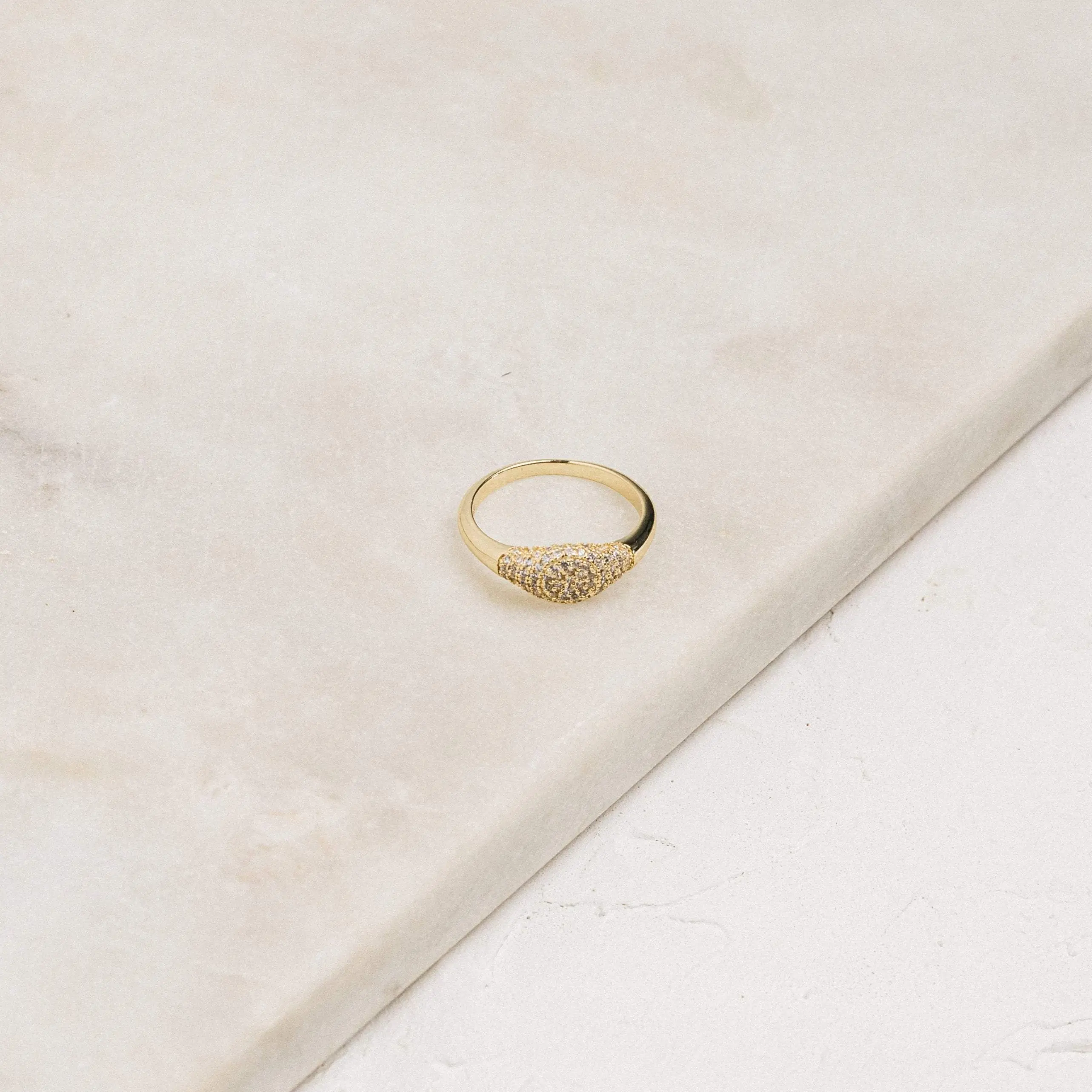 Pave Signet Ring by Caitlyn Minimalist - Minimalist Diamond Stacking Ring in Gold - Statement Jewelry - Gift for Her