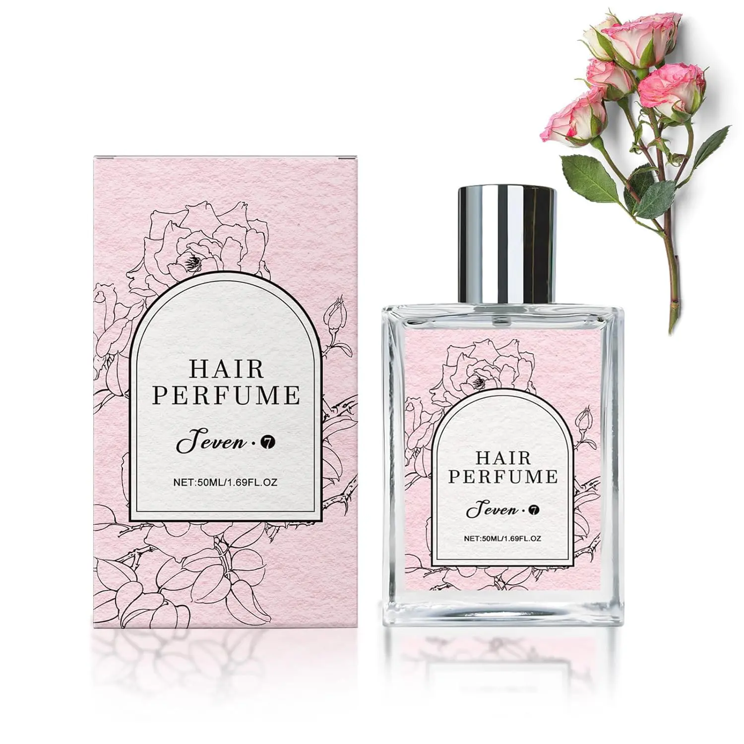 Perfume for Women, Long-Lasting Pheromone Perfume oil Sweet Rose Floral Fragrance, Castor oil & Vitamin E for Nourishing and Hydrating Hair Shine Spray, 1.69 fl.oz