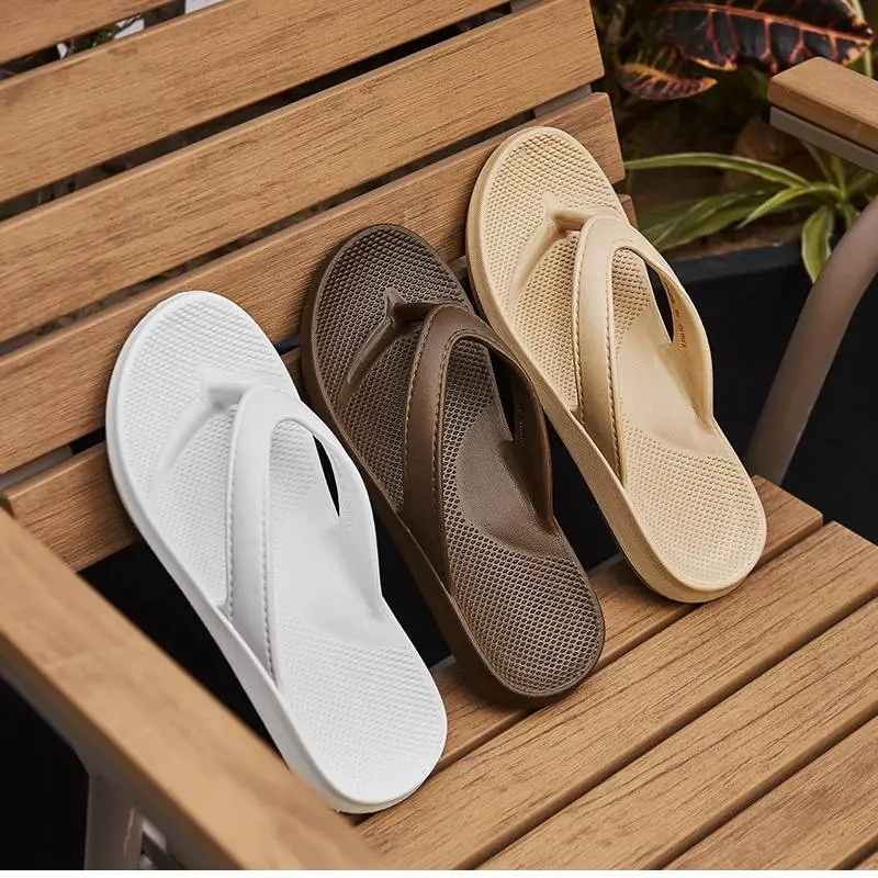 Women's Orthopedic T-Strap Slip-On Flip Flops - Arch Support for Plantar Fasciitis, Cushioned EVA Sandals, Lightweight Non-Slip Walking Shoes, Minimalist Footwear for Beach