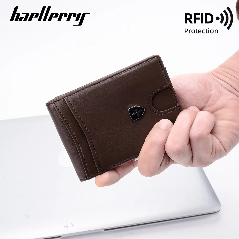 Baellerry  Slim Card Holder for Men 11 Card Slots Minimalist Leather Credit Card Holder RFID Blocking Carbon Fiber Card Wallet with Gift Box Duct Tape Wallets Black Trend Recto Verso