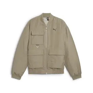 PUMA Mens Bomber Jacket Athletic Outerwear Casual Bomber - Beige