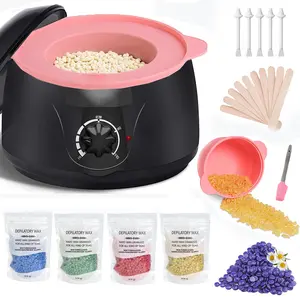 Wax Machine Kit for Hair Removal Nose & Face Waxing Heater and 4 Pack Wax Beans Kit Depilatory Epilator Wax-melt Pot Paraffin Warmer Heating Machine Waxer Wax Tip Affordable Wax Kit Wax Hair removal,Wax bean Body Care Smooth