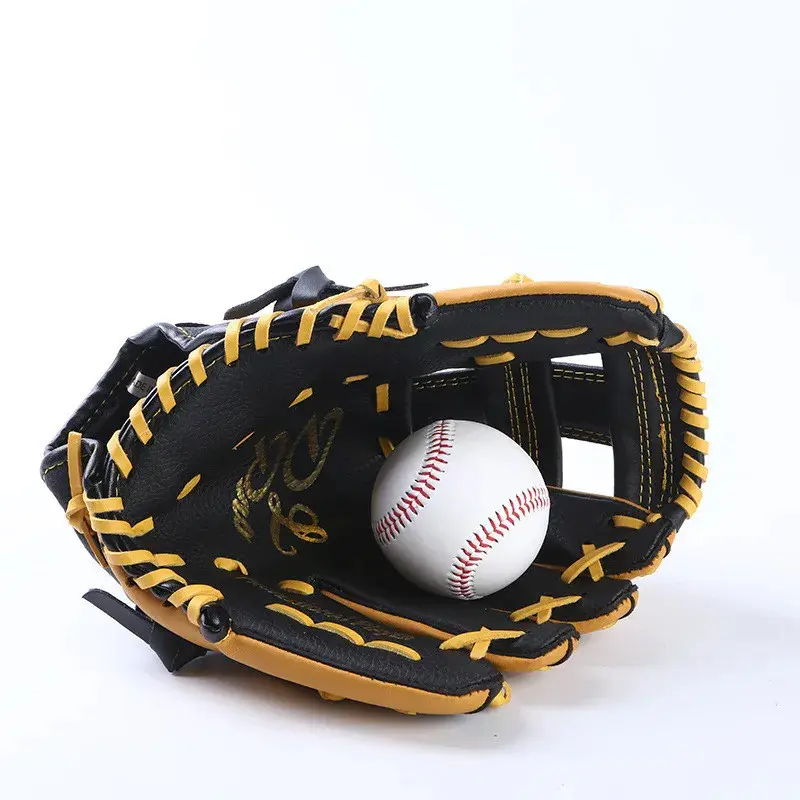 Genuine Leather Professional Baseball Gloves, 11.5-12.5in Training Equipment for Youths & Adults, Sports & Outdoor Ball Sports Catcher Mitt Gear, Unisex, Soft Touch, Leather Mix