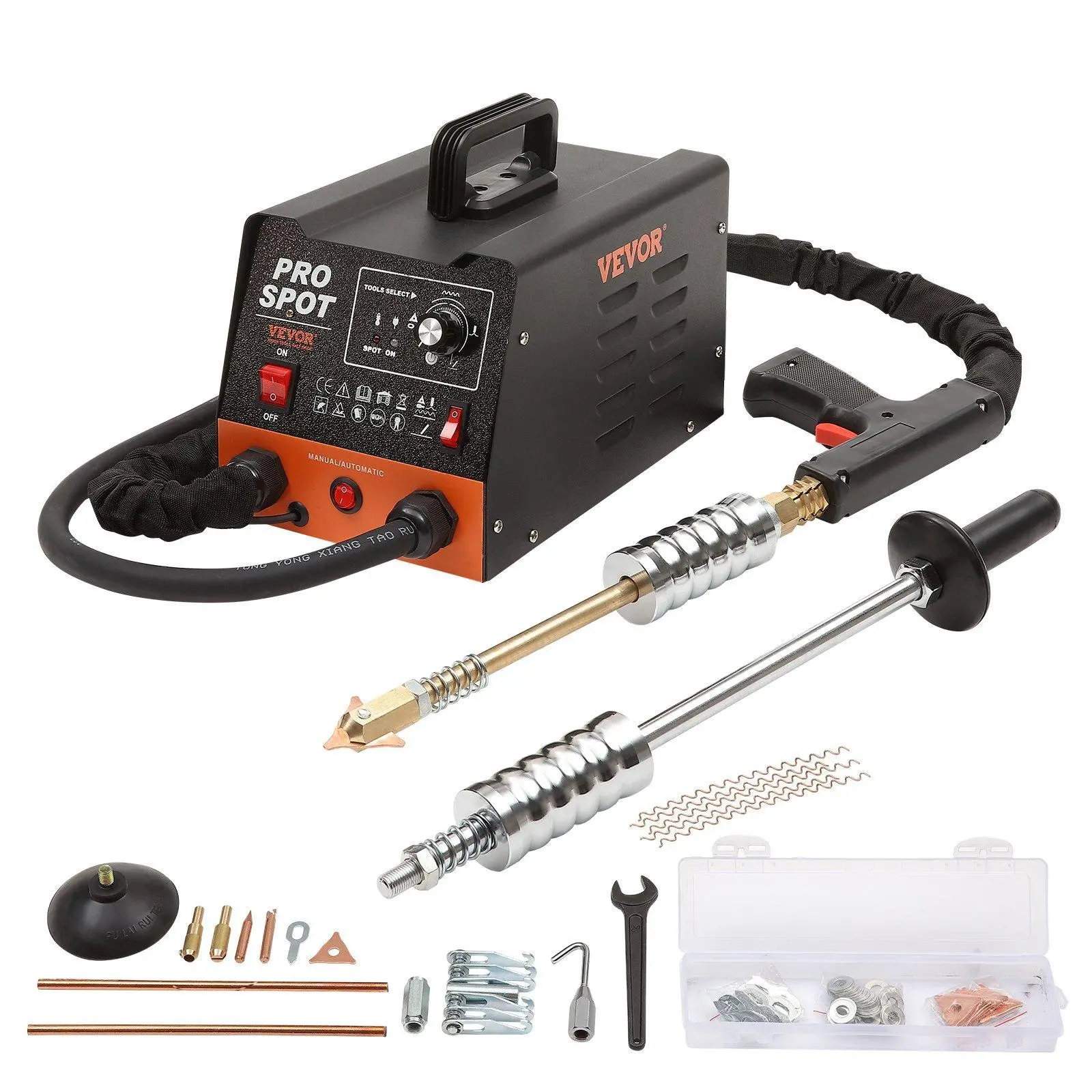 【summerfinds】VEVOR Stud Welder Dent Repair Kit, 3KW Spot Welder Dent Puller with 6 Welding Modes, Auto Body Spot Welding Dent Puller Machine & 16 Types of Welding Accessories for Car, Truck, Motorcycle Dent Repair