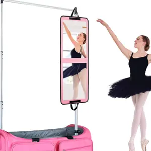 LPHUMEX Portable Pink Full Length Dance Mirror, 32x13 Inch Foldable & Hangable Mirror for Dance Bag, Lightweight & Compact Backstage Folding Travel Mirror for Girls Dance Competition Decor Hanging