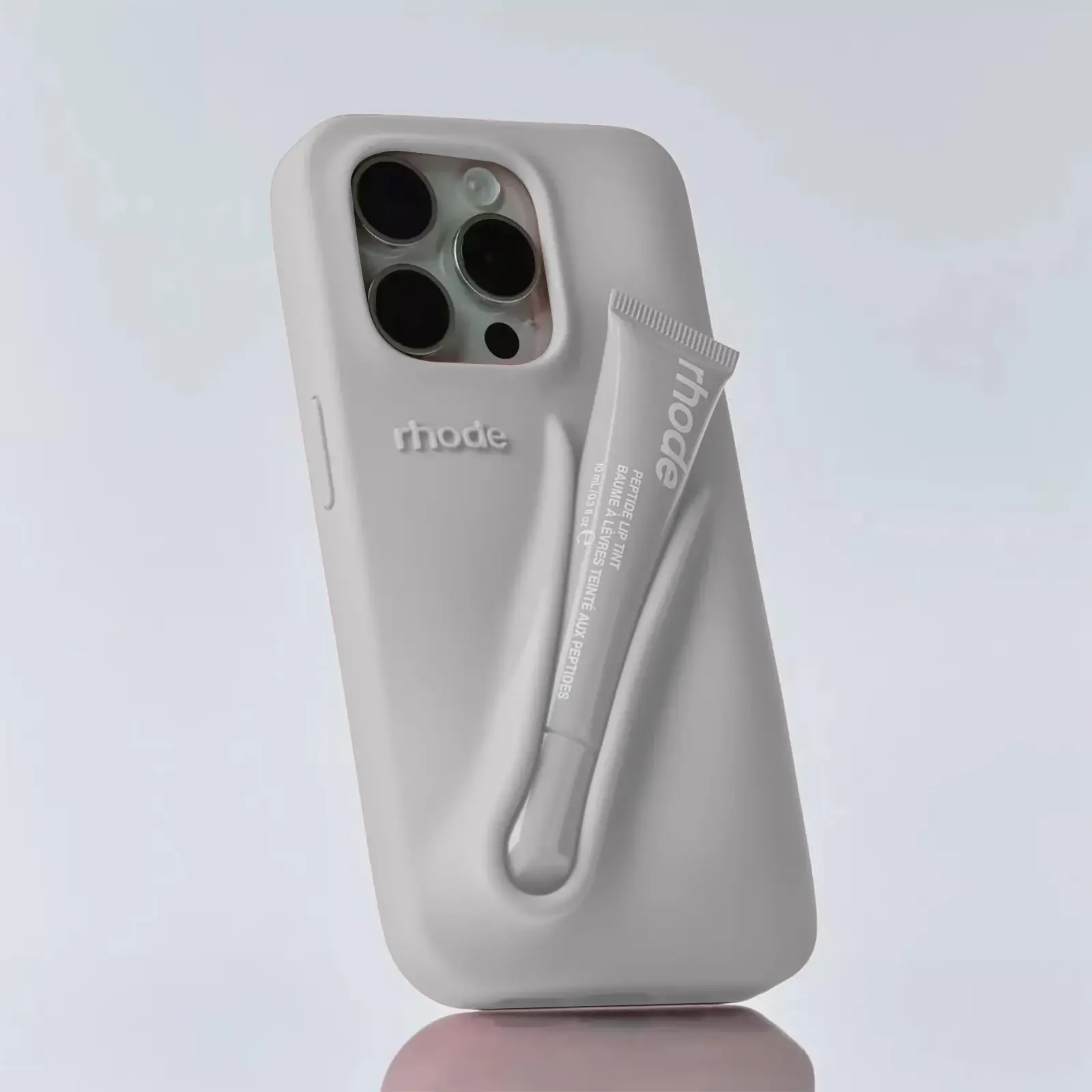 RHODE Fashion Silicone Phone Case with Built-In Lip Gloss Holder for iPhone 11 12 13 14 15 16 17 Pro Max, Soft Protective Case