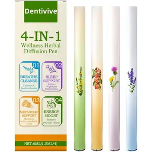 All-in-One Herbal Diffusion Pen Supports Breathing, Sleep & Liver Health, Herbal Oral Pen – Natural Quit Smoking Aid, Smokeless Inhaler – & Nicotine-Free, 4-Flavor Pack (Mint Included)