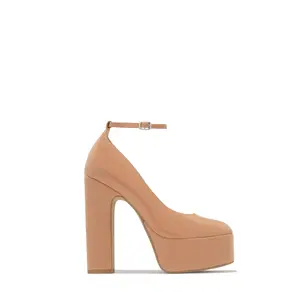 Hanna Platform Block Heels - Nude