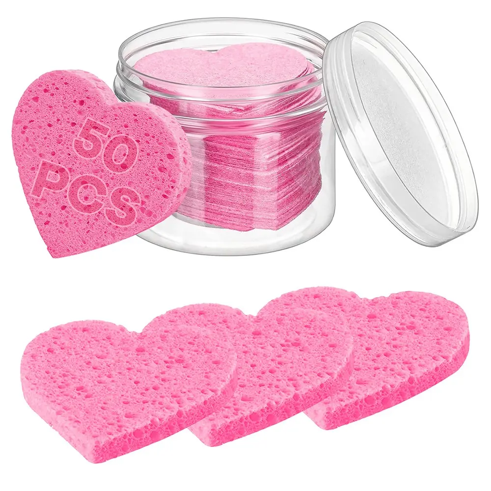 50 Count Compressed Facial Sponges 100% Natural Cellulose Eco-Friendly Makeup Sponges Face Sponge Exfoliating Tool Facial Care Tools for Gentle Cleansing, Exfoliating & Stubborn Makeup Removal Travel for Women Beauty Tools