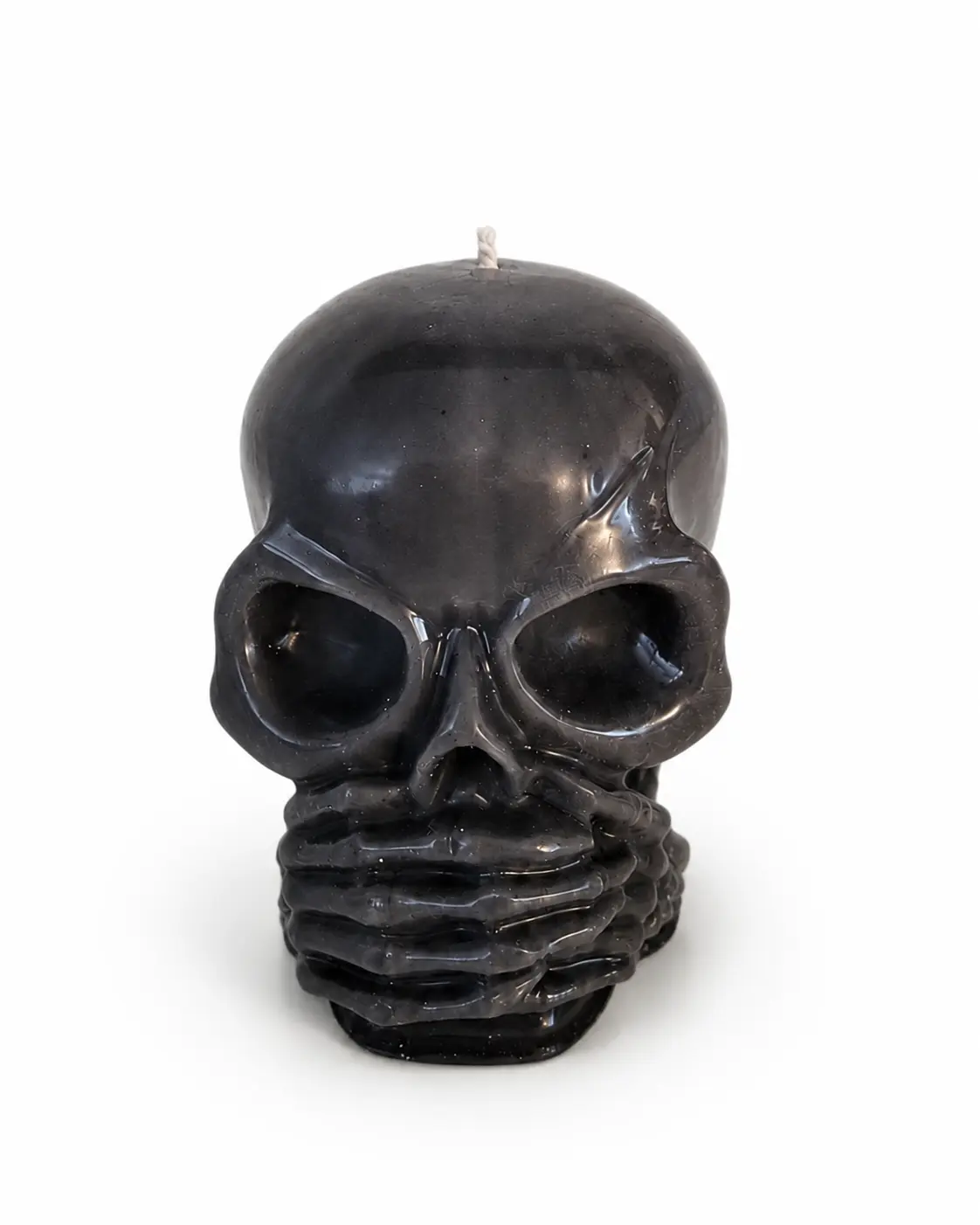 8oz Hand-Poured Gothic Candle - Hands Over Lips Design, Bone Accent, Dark Academia Aesthetic, Secrets and Smoke Scent, Halloween Spooky Cozy Home Decor Supply