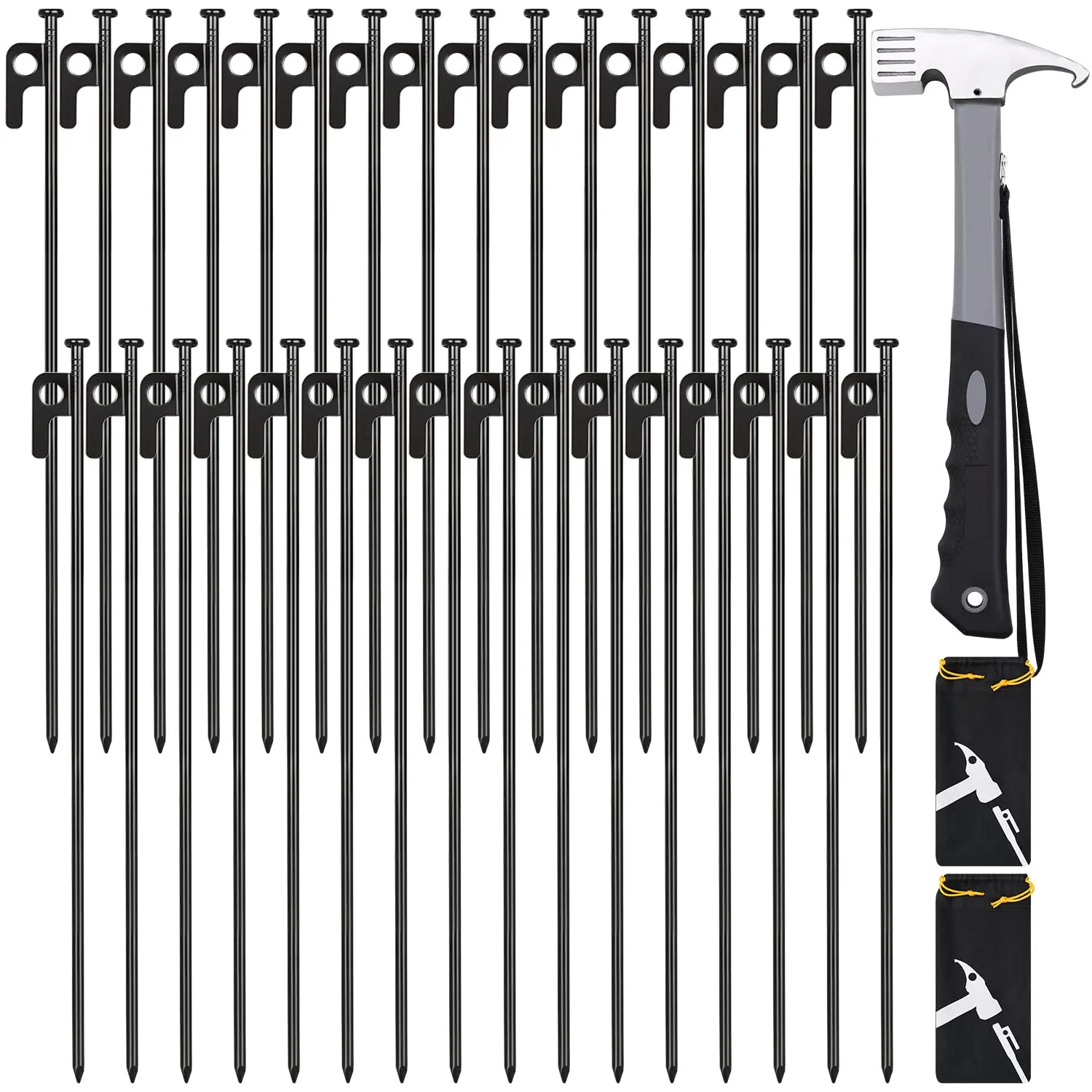 Heavy Duty Tent Stakes, Forged Steel Tent Pegs, All-Terrain Tent Pegs, Windproof Tent Pegs, Camping & Hiking Gear