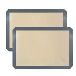 Silicone Baking Mat, 16.5" x 11.6" Silicone Cookie Sheets for Baking, Reusable Baking Mat, Non-Stick Reusable, Food Safe, Dark Gray Oven Baking Sheet for Making Cookies Macaroons Bread 2 Pack