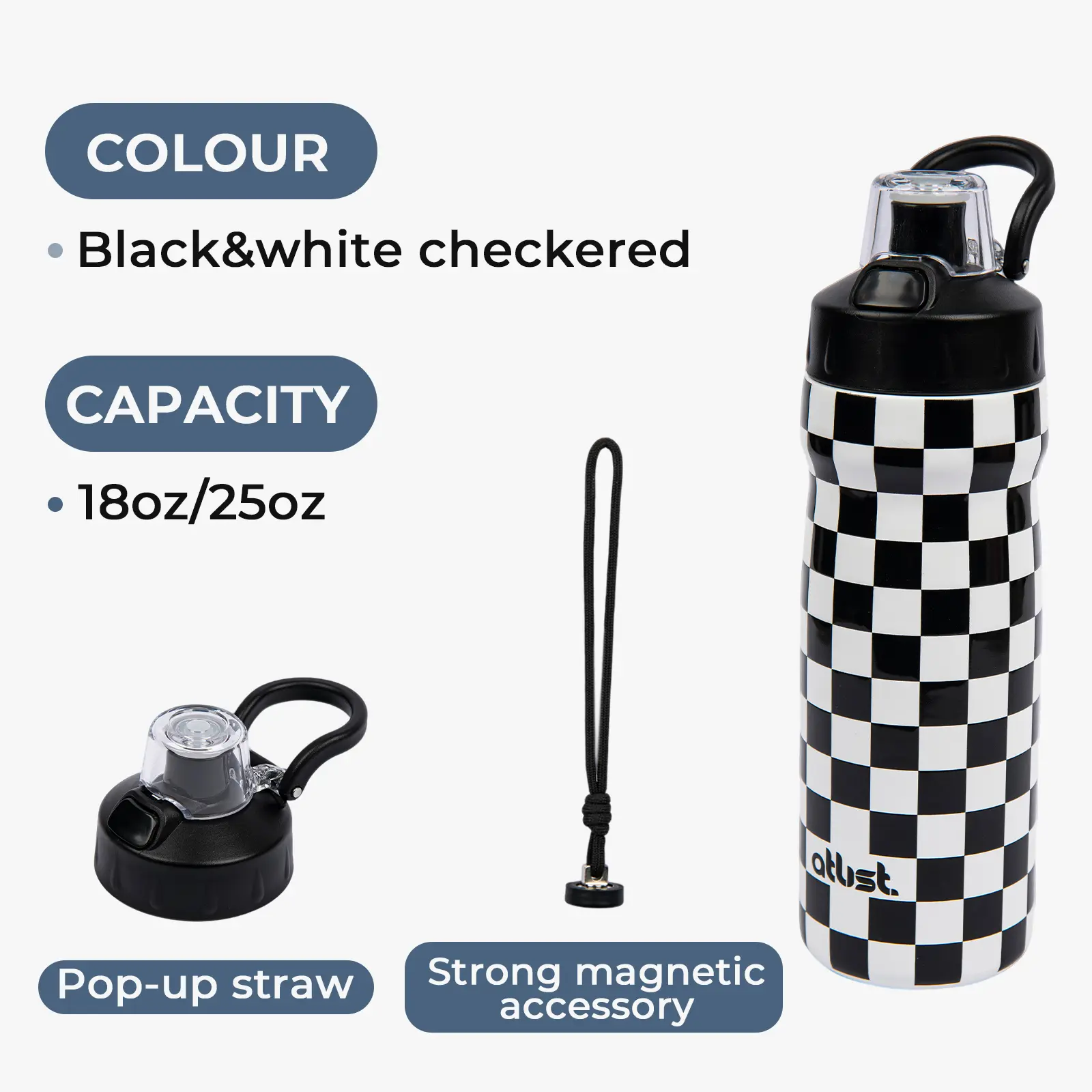 [Summerwins]ATLIST Lightweight Stainless Bike Water Bottle 18oz High Flow Cycling Sports Squeeze Bottle for Active Lifestyles, Bicycle Water Bottle, Stainless Steel Bottle
