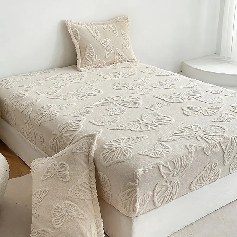 Vintage Elegant Soft Decorative Bedding Set, Butterfly Embroidery Design, Embroidered Bed Set, King/queen Size, All-Season Use, Home Decor Gift Choice