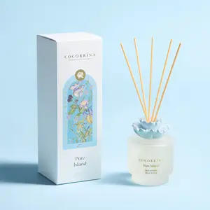 COCORRÍNA Gypsum Flower Reed Diffuser – Pure Island Scent, 6.76 oz Oil with 8 Sticks, Long-Lasting Home Fragrance for Bathroom Décor