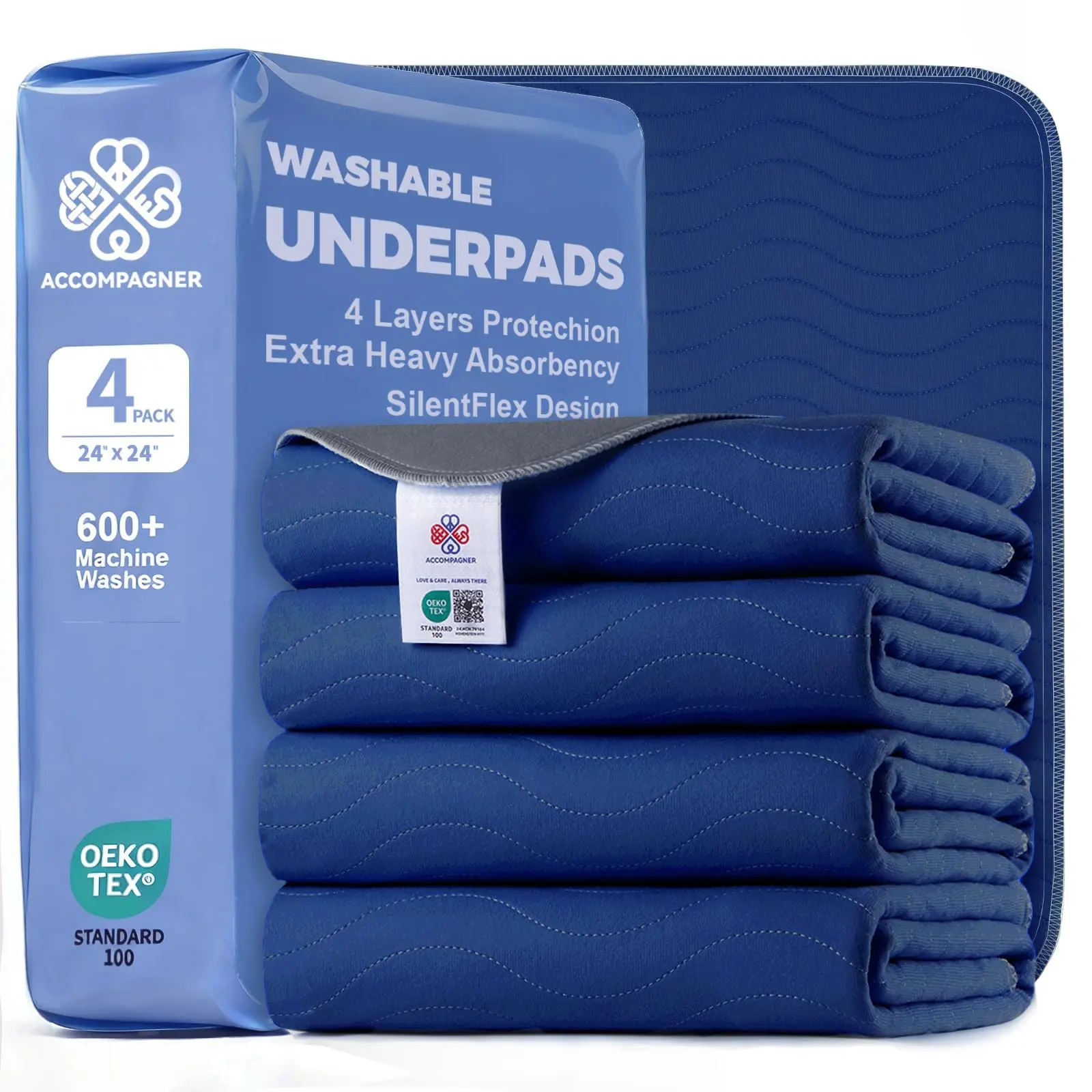 Waterproof Reusable Incontinence Bed Pads for Adults & Pets – Super Absorbent Quick Dry Non-Slip Mattress Protector