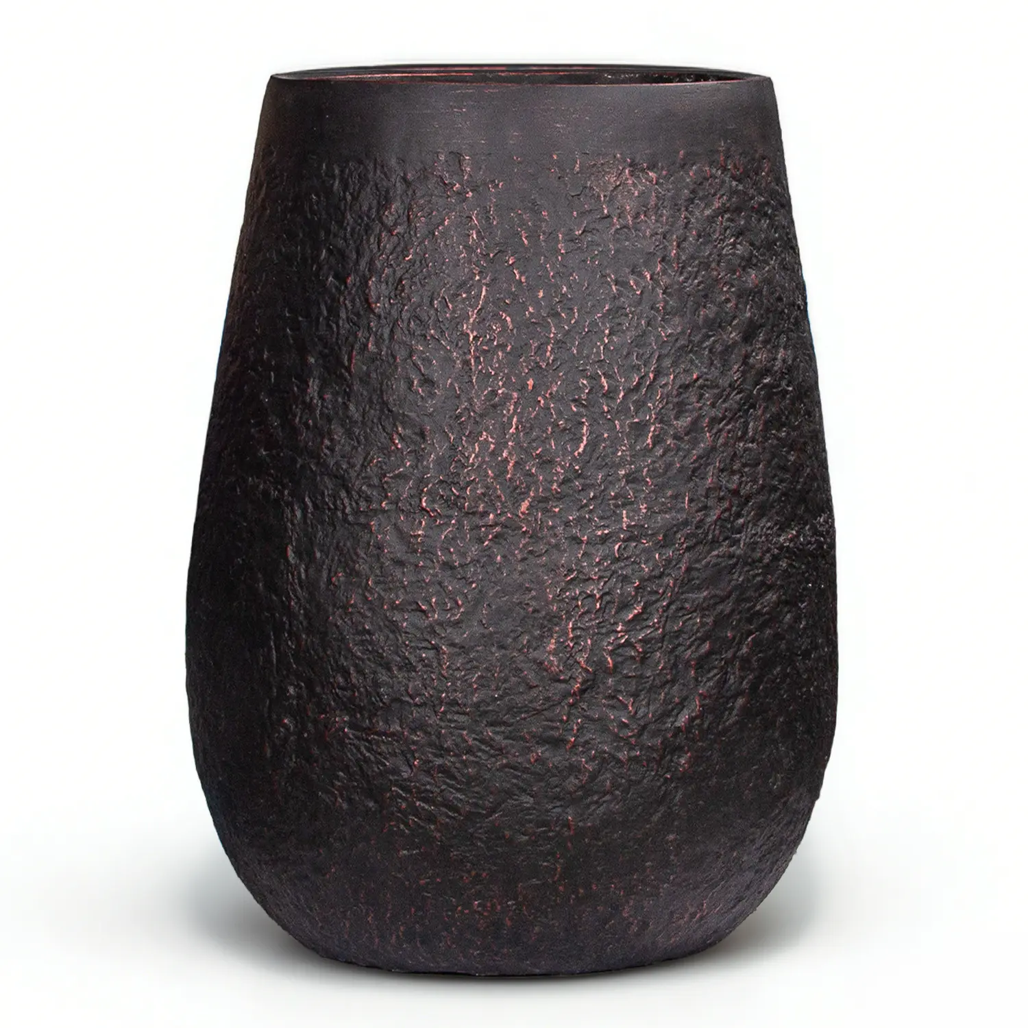 20" Tall Weathered Concrete Floor Planter - Black Large Round Flower Pot with Drainage Hole with Removable Plug, Bronze Rustic Finish, Distressed Look, Water Control for Outdoor-Indoor Modern Home Garden Decor (Porches, Entrances) for Floral Arrangements,