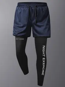 Men's 2-In-1 All-Season Quick Dry Breathable Elastic Running Pants, Breathable Fitness Leggings, with Elastic Waistband, Built-In Phone Pocket and Reflective Strips for Night Running, Perfect for Outdoor Running and Gym Workouts