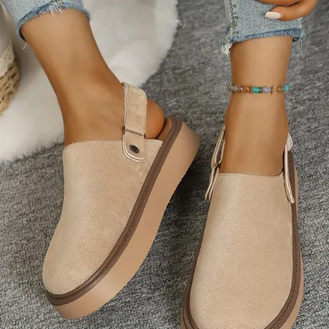 Women's Slides, Casual Comfortable Slip-On Shoes for Daily Wear, Lightweight Breathable All-Season Shoes, Thick-Sole, Thick Soled Mules