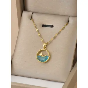 Cute Whale Necklace for Women - Stainless Steel Rhinestone Jewelry, Yellow Gold Marine Life Pendant, Daily Wear Gift