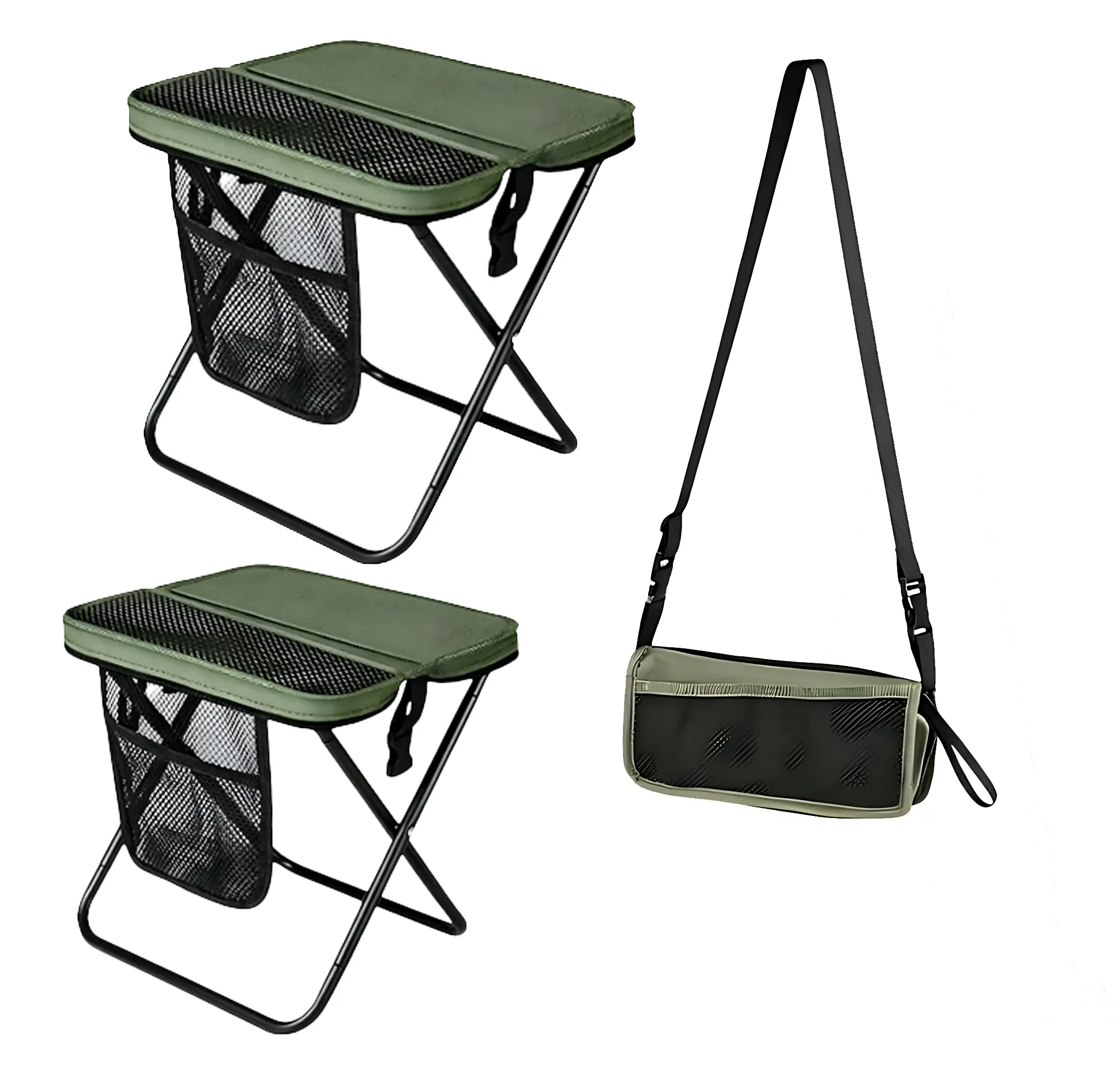 2-Pack Ultra Light Camping Stool, Portable Folding Stool with Shoulder Strap for Outdoor Hiking BBQ Camping Fishing