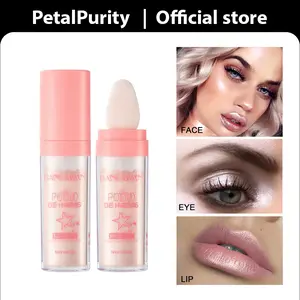 2PCS Shimmering Highlighter Powder with Soft Makeup Sponge Head Long Lasting Pearly Makeup White & Pink Body Highlighting Cosmetic Nose Contouring & Facial Highlighting Powder Stick for Party Beauty Trending Products