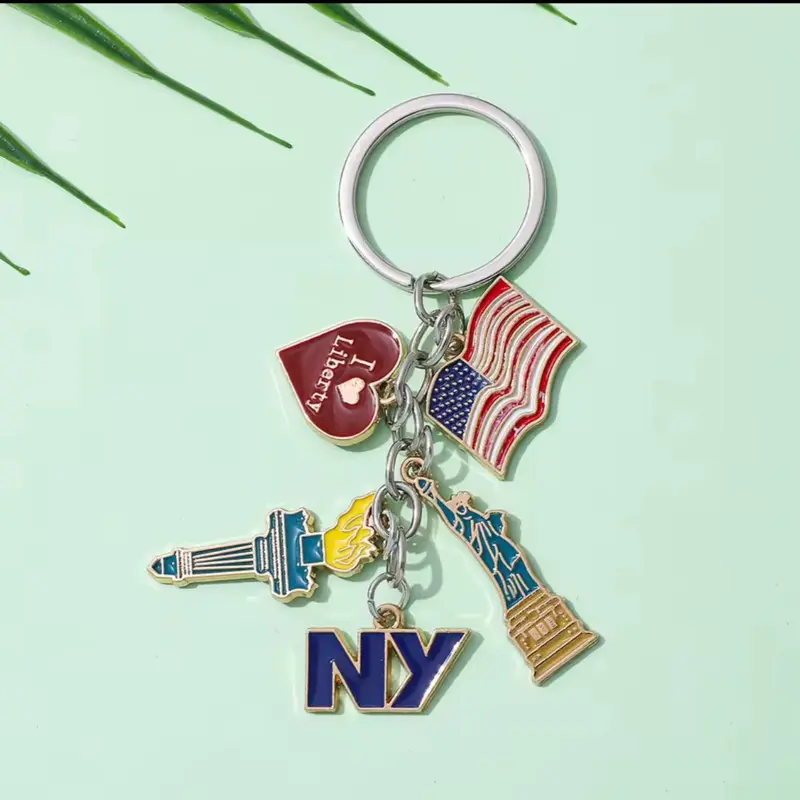 Stylish Unisex Statue of Liberty NYC Y2K Charm Keychain with Split Ring, Durable Anti-Rust Steel Ring