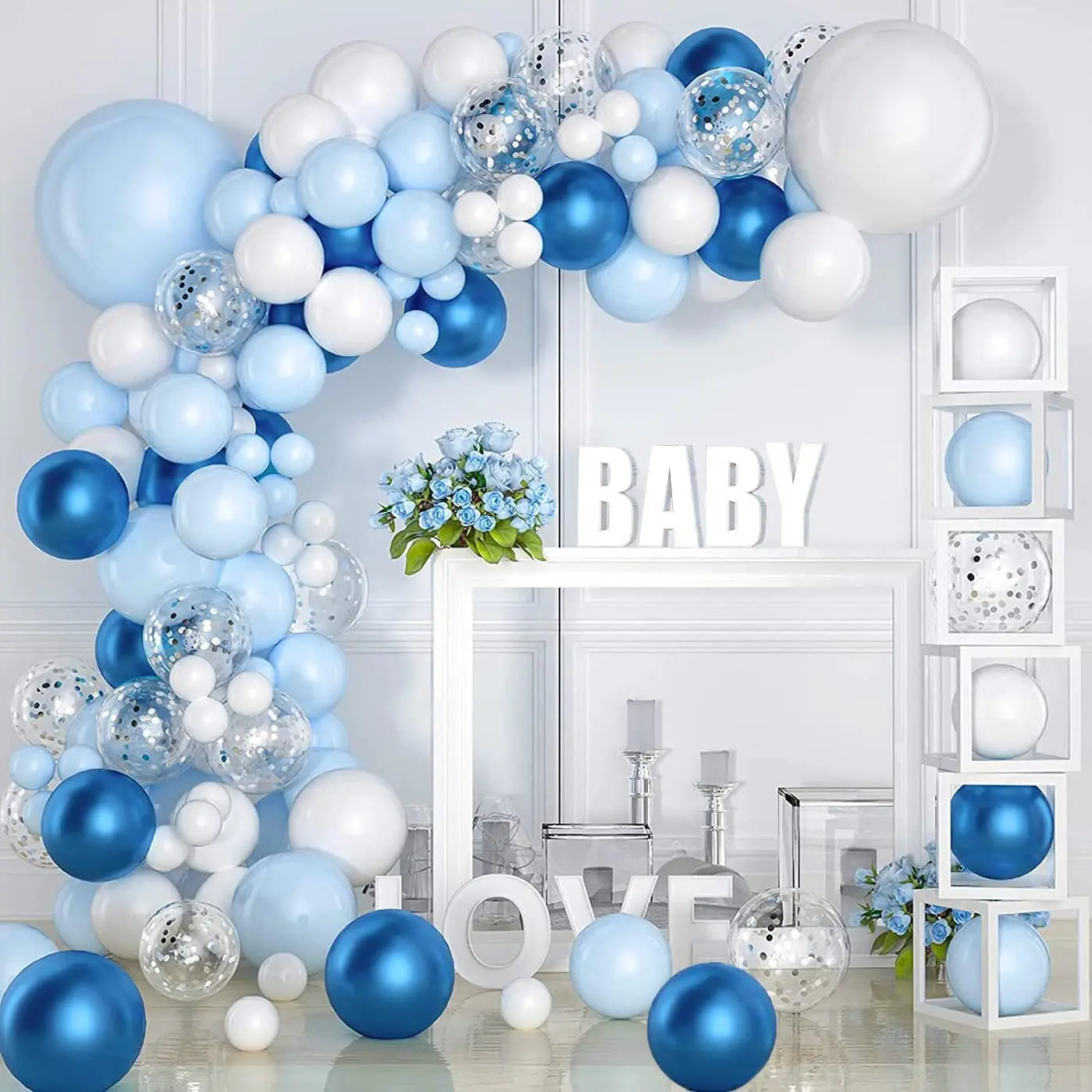 104pcs Pastel Blue/Pink Macaron Party Balloon Latex Balloons Garland Arch Kit Balloon Set for Birthday, Wedding, Babyshower, Campus Party Decorations Balloon Arches