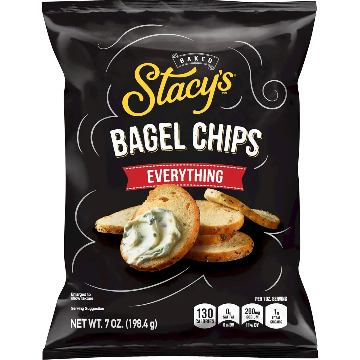 Everything Flavored Bagel Chips, 7 oz Bag, Crispy Crunchy Snack