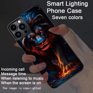 Blazing Lion Colorful Intelligent Sound-Activated Luminous Phone Case for iPhone 16/15/14/13/12/11 Pro Max/Plus/Pro - Smart luminous sound-controlled phone case with glow-in-the-dark technology, elegant daytime design, and enhanced nighttime visibility.