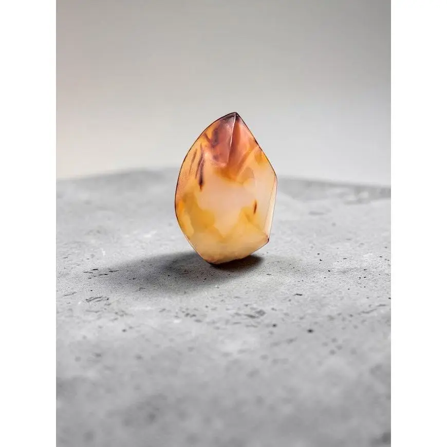 Natural Carnelian Flame Carving, Polished Crystal Gemstone for Home Decor & Jewelry Making | Sacral Chakra Stone for Cancer & Leo, Crystal Shop, Smooth Finish, Carved Stone, Flame Shape, Genuine, 1.85 Inches Wide, Meditation, 2.55 Inches Tall