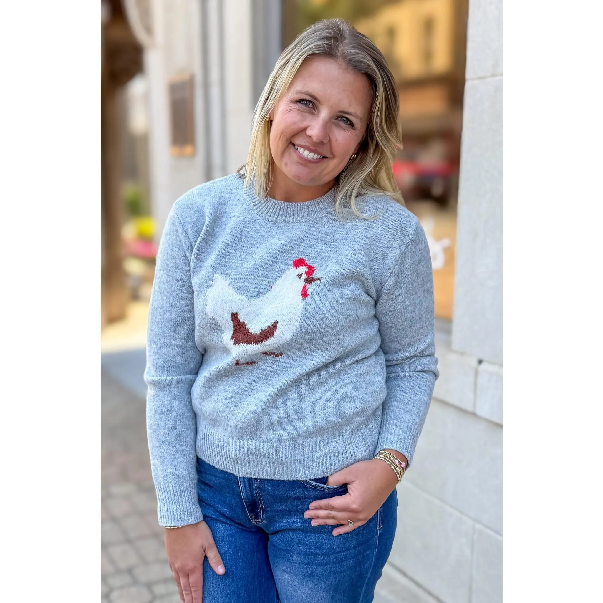 Grey Rooster Sweater