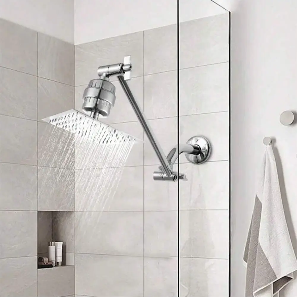 Adjustable Rain Shower Head Extension Arm, Height & Range Adjustable, G1/2 Interface, Bathroom Bath Extender Pole, Bathroom Shower Accessories, Showerhead Height