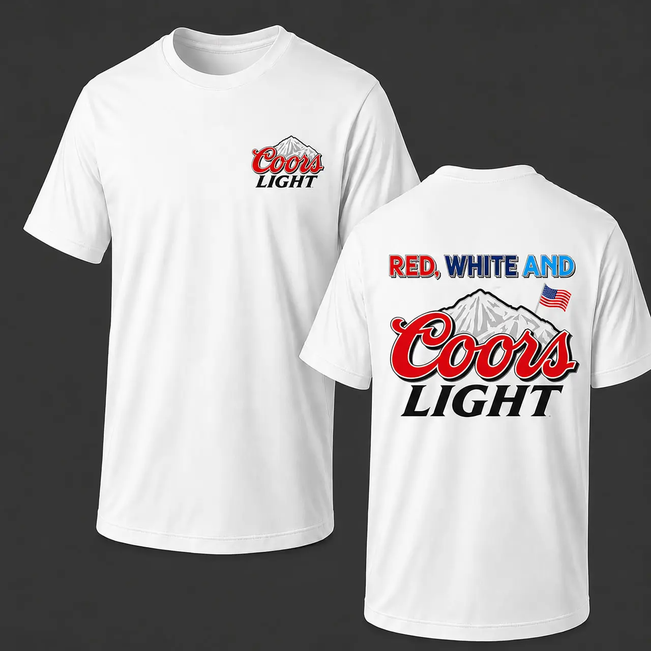 Red White And Coors Graphic T-Shirt, Funny 4th Of July Beer Lover Tee, Patriotic America Shirt for Men Women, Vintage USA Independence Day Party Shirt, Casual Crew Neck Comfort Cotton Graphic Tee, Summer Patriotic Outfit Gift.