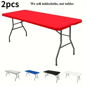 2pcs Washable Rectangular Stretch Tablecloth for Outdoor Parties and Camping- Foldable, Elastic and Fitted Fabric for Home