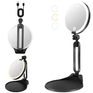 Double-Sided Magnifying Makeup Mirror with Light, 1x+10x/20x/30x, Large 6 Inch Mirror, Adjustable 360° Angle, Portable Travel Mirror, Lighted Makeup Mirror