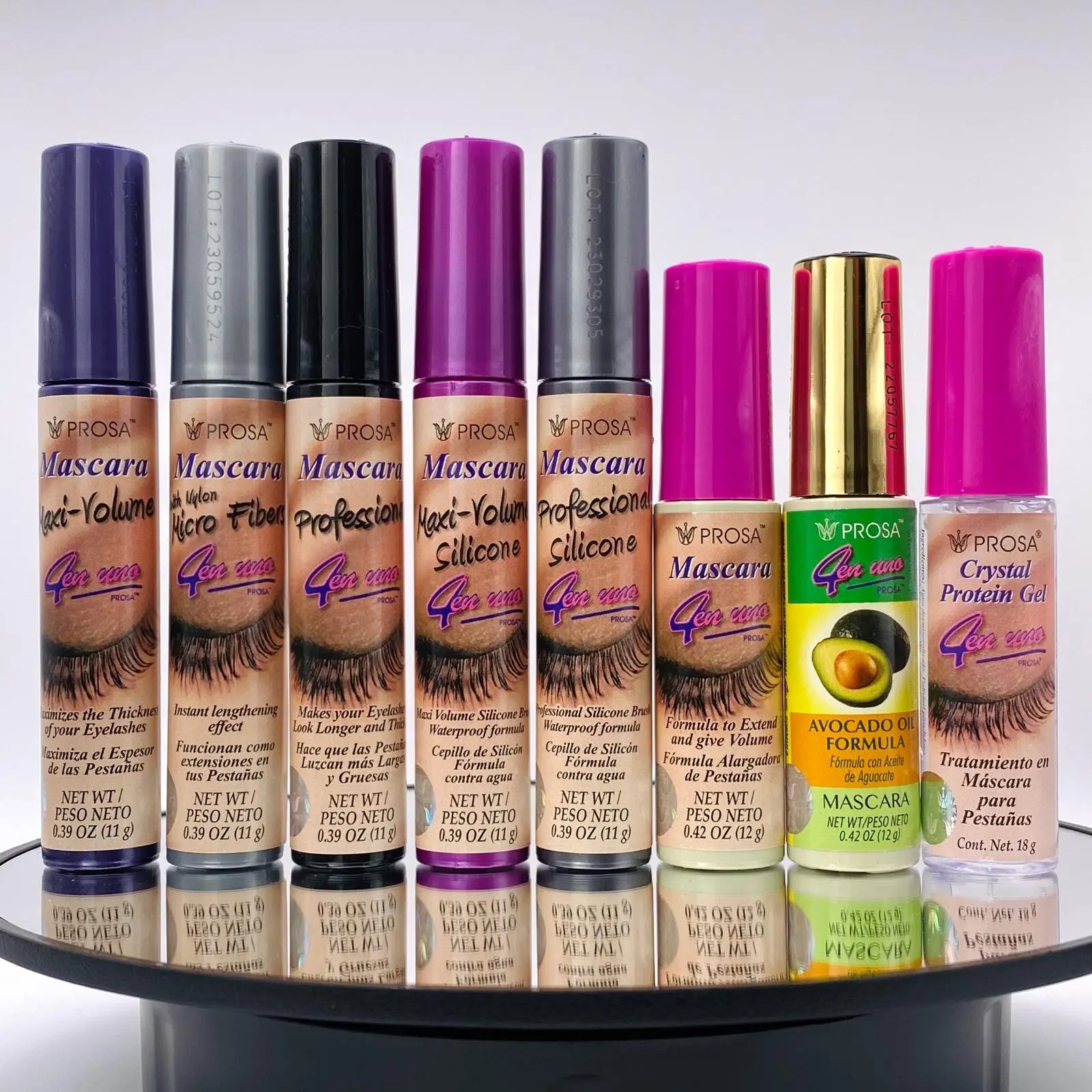 Prosa Volumizing Mascara Trio Bundles - Silicone, Water-Proof, Avocado-Infused Cosmetic Beauty Product, Professional Classic, Micro-Fibers for Maxi-Volume