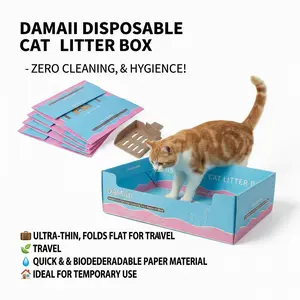 Hotel-Ready Cat Potty: 5-Pack Disposable Leak-Proof Litter Trays & Scoops