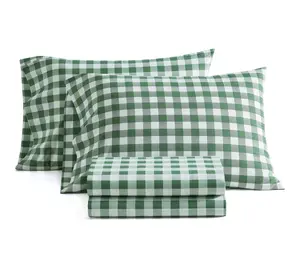Martha Stewart Madison Gingham Green Cotton King Sheet Set