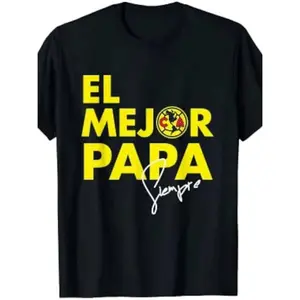 Summer t Shirts Club America "El Mejor Papa" Men's T-Shirt - 100% Cotton, Casual Crew Neck