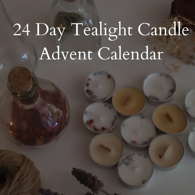 Tea Light Advent Calendar 24 Days of Floral Scents & Natural Oils Aromatherapy Candle Cottagecore Christmas Gifts